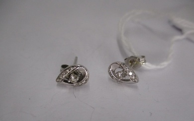 Pair of 9ct White Gold and Diamond Set Earrings, 1.14g