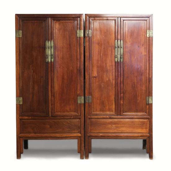 Pair of Chinese Hardwood Scholars Cabinets A5WAF