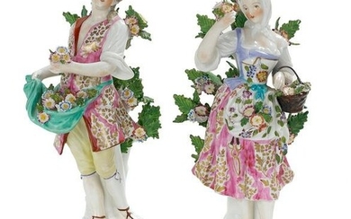 Pair of Dresden Porcelain Figures of Gardeners