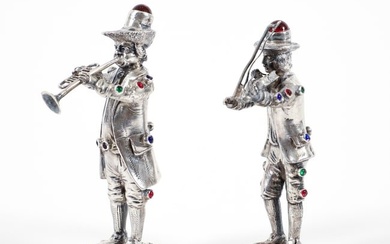 Pair of Edwardian Sterling Silver Musician Figurines