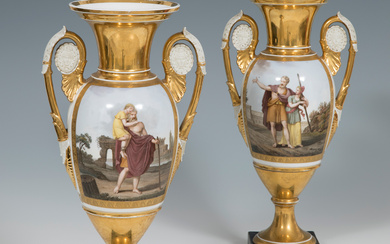 Pair of Empire vases; Old Paris, France, early 20th century.