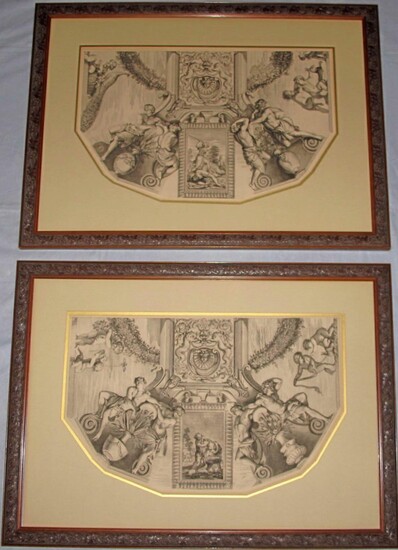 Pair of Neoclassic etchings after Old Master c. late 19thc FR3SH