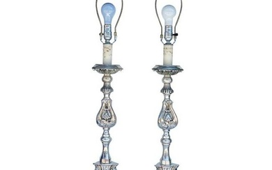 Pair of Silver Plated Table Lamps