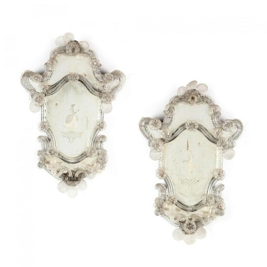 Pair of Venetian Mirrors with Sconces