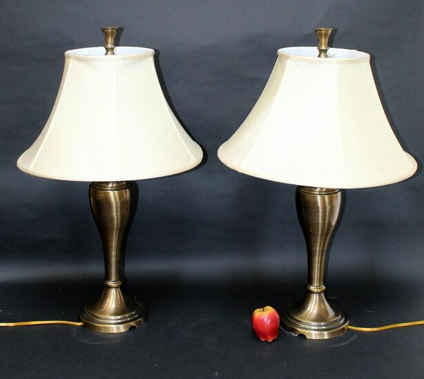 Pair of brass finish table lamps