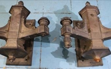 Pair of bronze double arm 2 light wall sconce