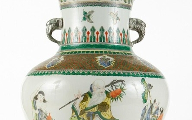Palace Sized 26" Chinese Famille Verte Vase