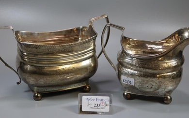 Part 19th century silver tea service, to include: two...