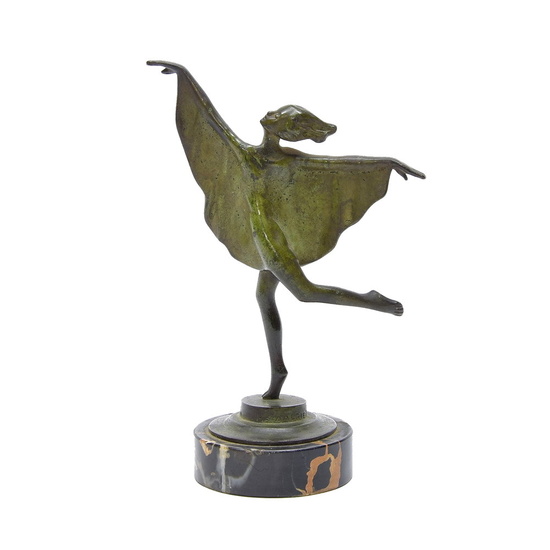 Patinated bronze sculpture "Female Dancer" on marble base, execution Metaalgieterij...