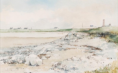 Paul Bisson, British b.1938- Beach scene; watercolour on paper, signed lower right 'Bisson', 18.6 x 25.4 cm (ARR)