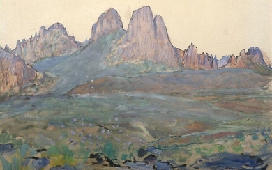 Paul Elie DUBOIS (1886-1949). Le désert du Hoggar. Gouache. Signée, située et datée 1928. 43.5...