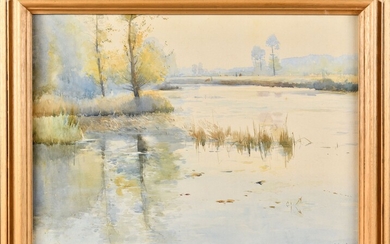 Paul ROSSERT (1851-1918) Bord d’étang Aquarelle Signé en bas à droite 36 x 49 cm...