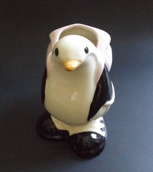 Penguin Figurine with backpack Art Pottery Vase 1979