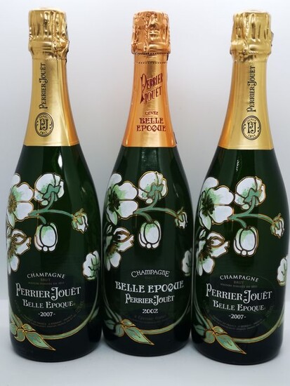 Perrier Jouet Belle Époque 2007 x2 & 2002 x1 - Champagne Brut - 3 Bottles (0.75L)