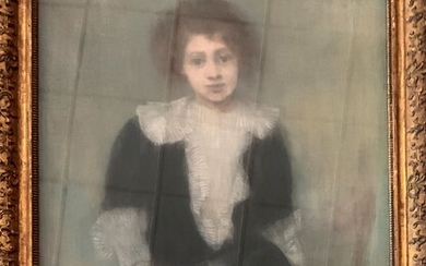 Pierre CARRIER-BELLEUSE (1851-1932) "Portrait de jeune fille" Pastel sur papier marouflé sur toile signé et...