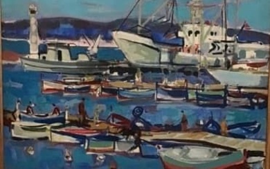 Pierre GAILLARDOT (1910-2002) « Cargo blanc » Huile sur toile signée en bas à droite...