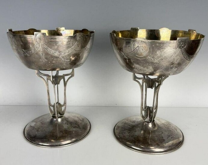 RUSSIAN ART NOUVEAU SILVER FOOTED BOWLS