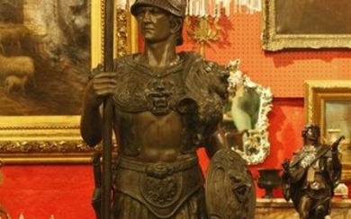 Real size bronze Roman warrior lamp solid bronze statue