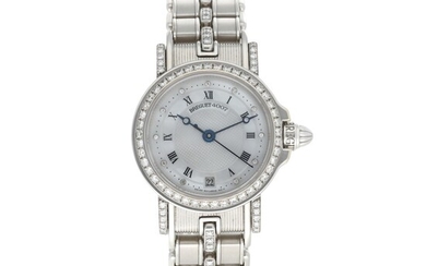 Reference 8401 Horloger De La Marine A white gold and diamond-set automatic wristwatch with date, bracelet and mother-of-pearl dial, Circa 1997