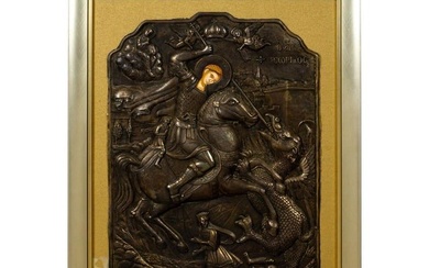 Religious Metal Art, Saint George Slaying Dragon