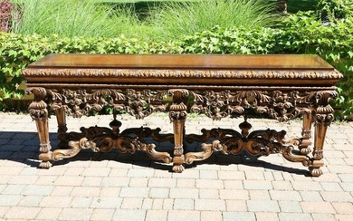 Renaissance Revival Carved Console Table, H 35’’ L 96’’ Depth 22’