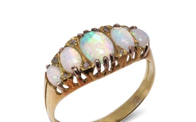 Ring Edwardian 18kt yellow gold five - stone opal ring