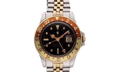 Rolex Reference 1675 GMT-Master 'Root Beer' | A yellow gold and stainless steel dual time zone automatic wristwatch with date and bracelet, Circa 1978