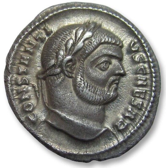 Roman Empire. Constantius I as Caesar. Silver Argenteus,Nicomedia mint circa 295 A.D. - very rare cointype in excellent condition