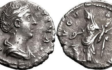 Roman Empire Diva Faustina I (wife of Antoninus Pius) AD 141 AR Denarius Near Extremely Fine