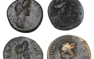 Roman Empire, Domitian, 81–96, Phocaea, Ae, 3.34 g, Cibyra, Ae, 3.00 g, Domitianopolis Sala, Ae, 2.26 g, Eumenea, Ae, 2.75 g RPC II 978, 1266, 1345, 1388. (4)