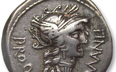 Roman Republic. L. Cornelius Sulla & L. Manlius Torquatus. Silver Denarius,military mint moving with Sulla 82 B.C. - rare brockage