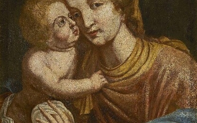 Roman School, 17th Century- Madonna and Child; oil on canvas; 74.6 x 57.2 cm. Provenance: Private Collection, UK.