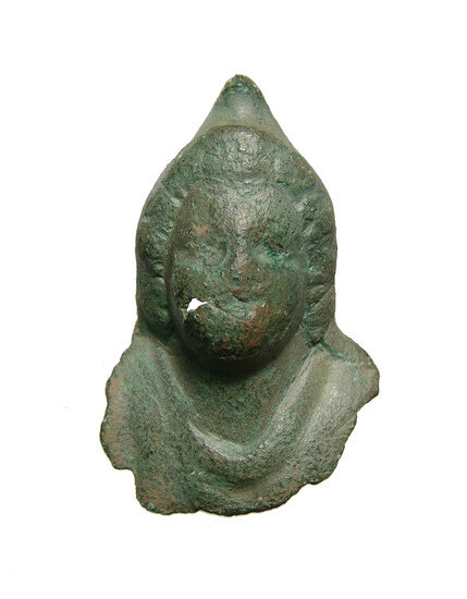 Roman male bronze bust wearing a Phrygian cap