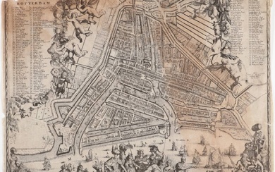 [Rotterdam et ses environs]. "Tabula Roterodami Novissima". Plan d'Engr. par A. SCHOONBEEK, 47,5x56,5 cm, avec...