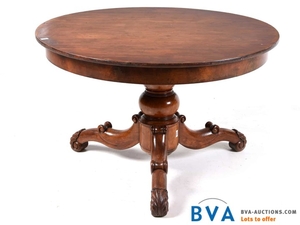 Round mahogany Biedermeier table.