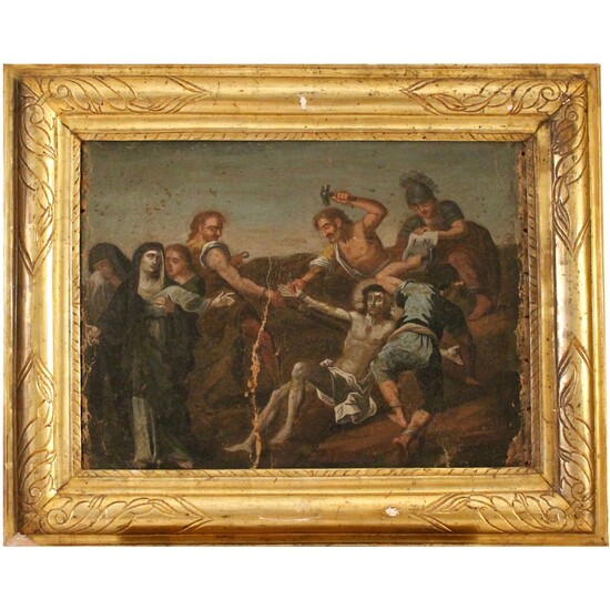 SCUOLA SICILIANA DEL SECOLO XVIII “Crocifissione"-SICILIAN SCHOOL OF THE XVIII CENTURY "Crucifixion"