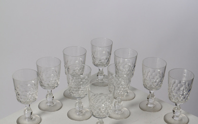 SET OF TEN FRENCH SMALL BUCKET WINE GLASSES, CIRCA 1900 (10).
