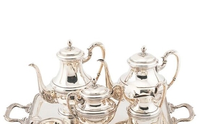SPANISH SILVER COFFEE AND TEA SET, MED. 20TH CENTURY.
