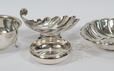 STERLING SILVER BOWLS & DISHES, 4 PCS, H 1.5"-3", T.W. 28.64 TOZ
