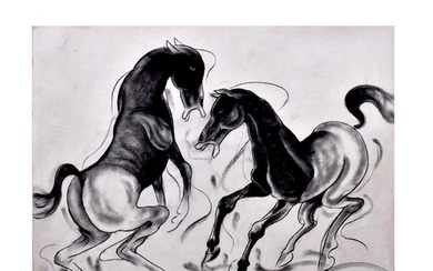 SUNIL DAS (1939-2015) "HORSES" SIGNED ON BOTTOM RIGHT, PENCI...
