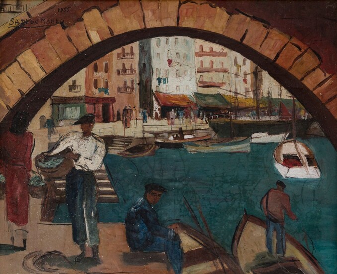 Sadi DE MAHEO (XXème siècle) Scène de port…