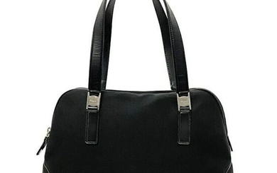 Salvatore Ferragamo Tote Bag Black Vala Nylon Leather Handbag Ladies