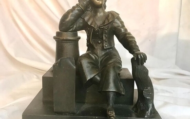 Sculpture, George Sand, French novelist, playwright, literary critic and journalist (1) - Patinated bronze - Second half 19th century