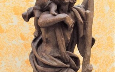 Sculpture, Saint Christopher and baby Jesus - 94 cm - Wood - Early 20th century