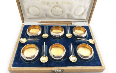 Set of 6 salt bowls, made by FABERGE artists"Anders...