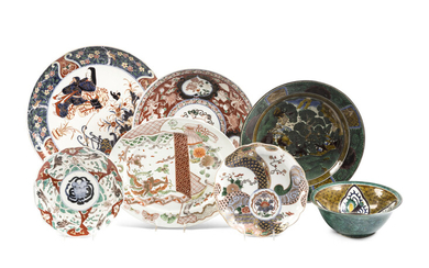 Seven Japanese Imari and Kutani Porcelain Wares