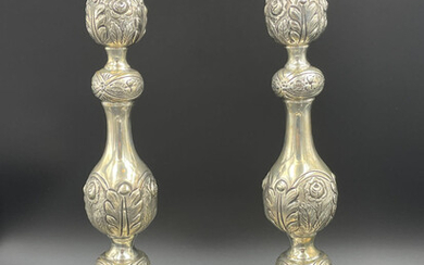 Silver Set of candlesticks, 1904-1910 maker Jacob Fenigstein, London...