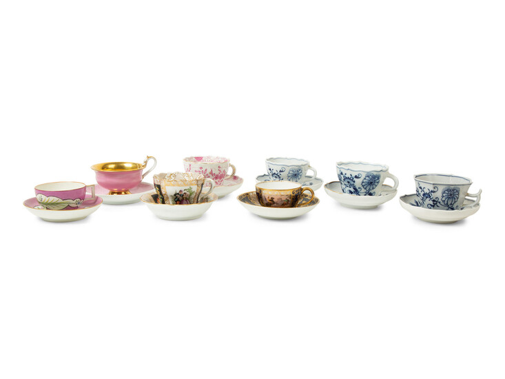 Six Meissen Porcelain Cups and Saucers