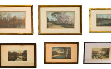 Six Wallace Nutting Colored Engravings of Landscap