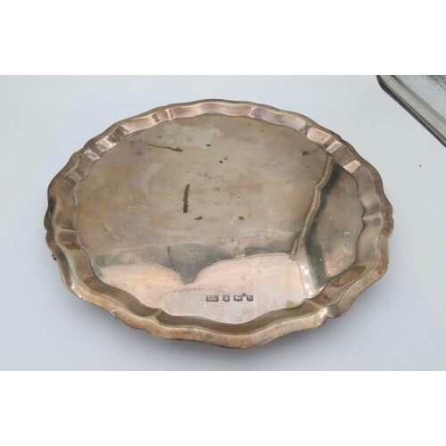 Solid Silver Salver Raised on Four Scroll Form Supports Pie ...